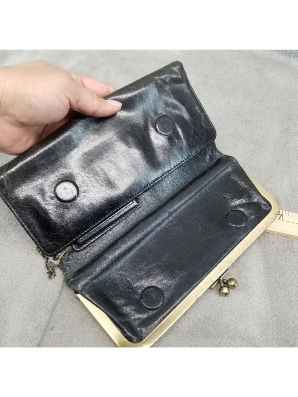 HOBO Wallet Womens 8x4 Black Leather Clutch *Read*